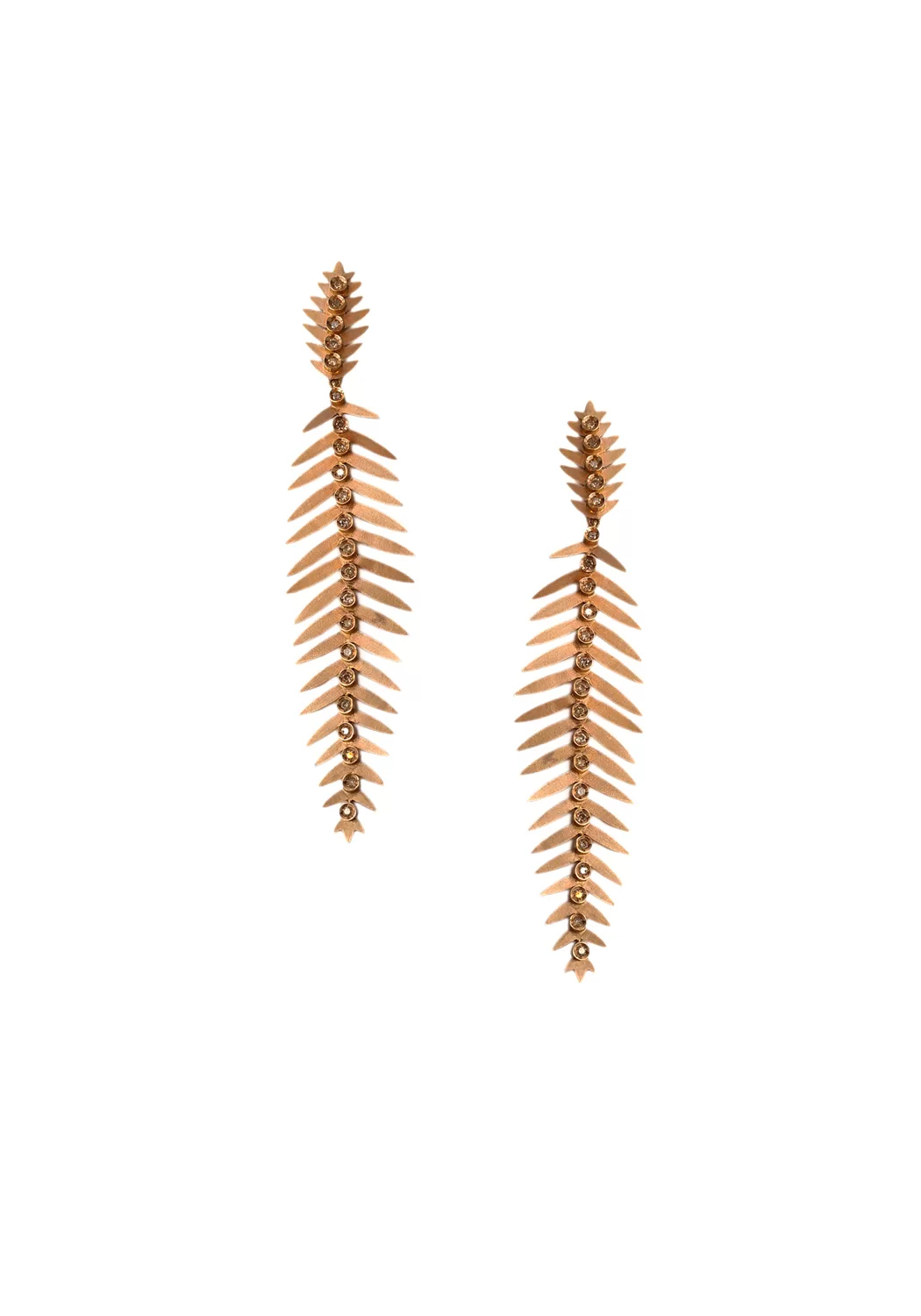 Carla Amorim 18K Rose Gold Brown Diamond Grass Earrings