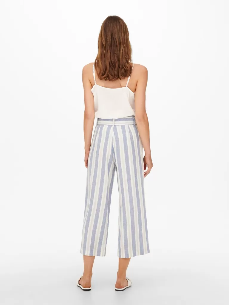 Caro High Waist Linen Blend Culotte Pants