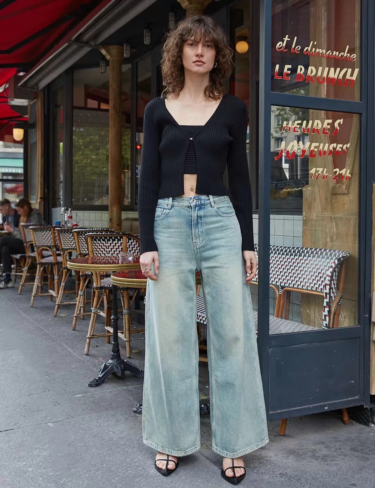 Carson Wide-Leg Faded Jeans