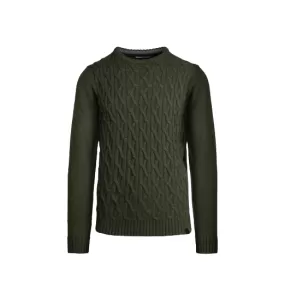 Censured men's crewneck sweater with braid pattern MMC138TACR3_360 forest green