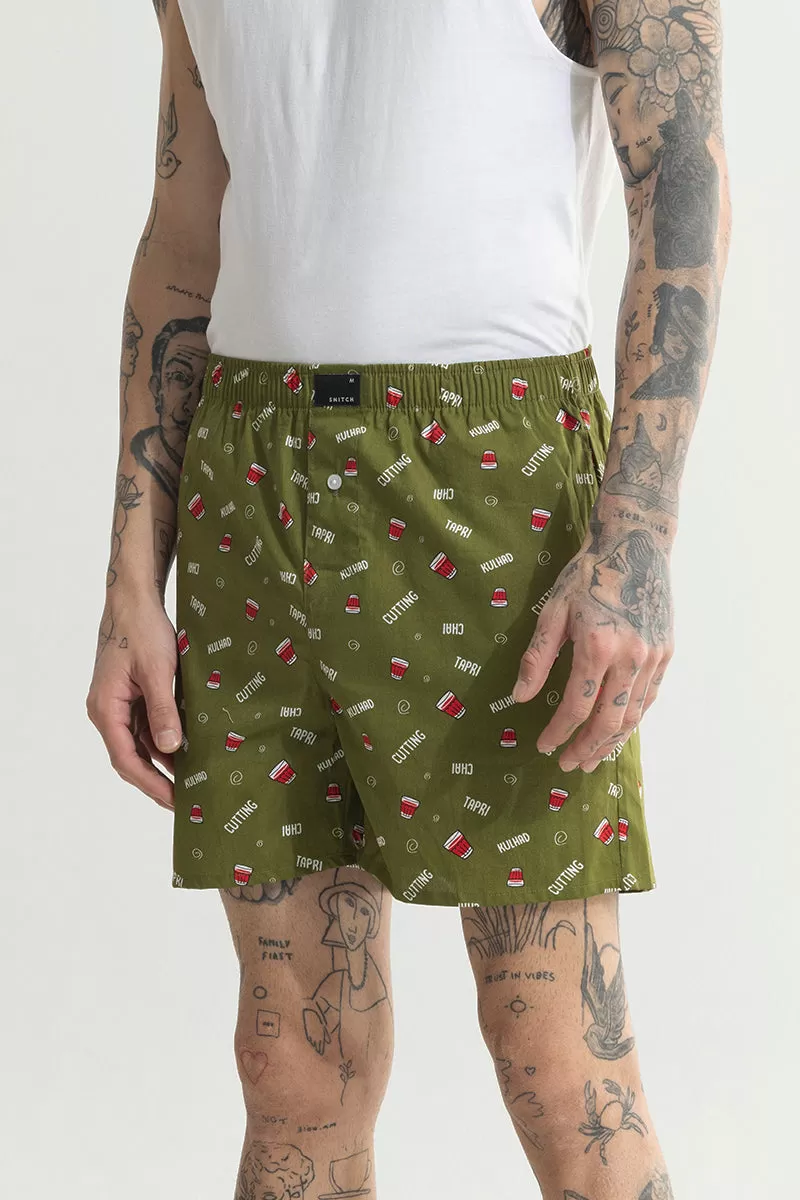 Chai Printed Green Boxer