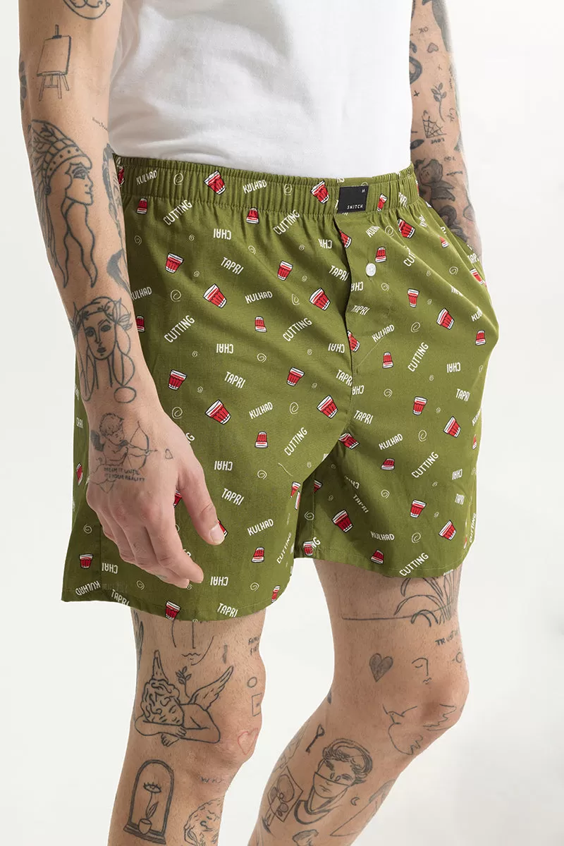 Chai Printed Green Boxer