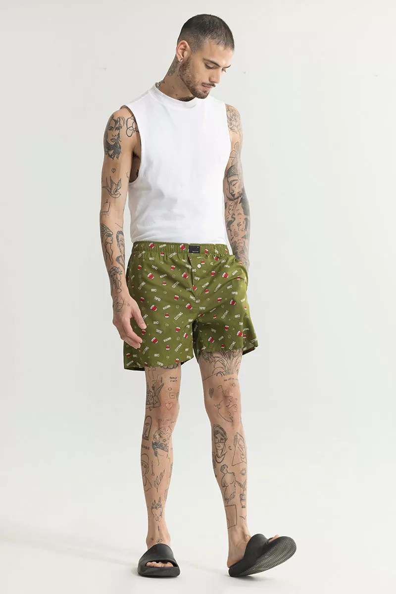 Chai Printed Green Boxer