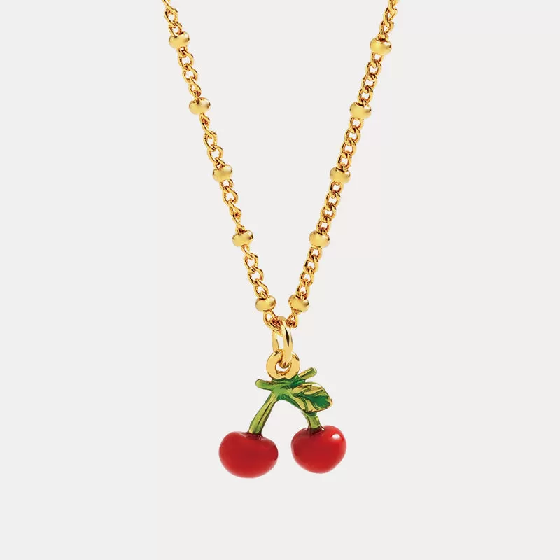 Cherry Enamel Necklace