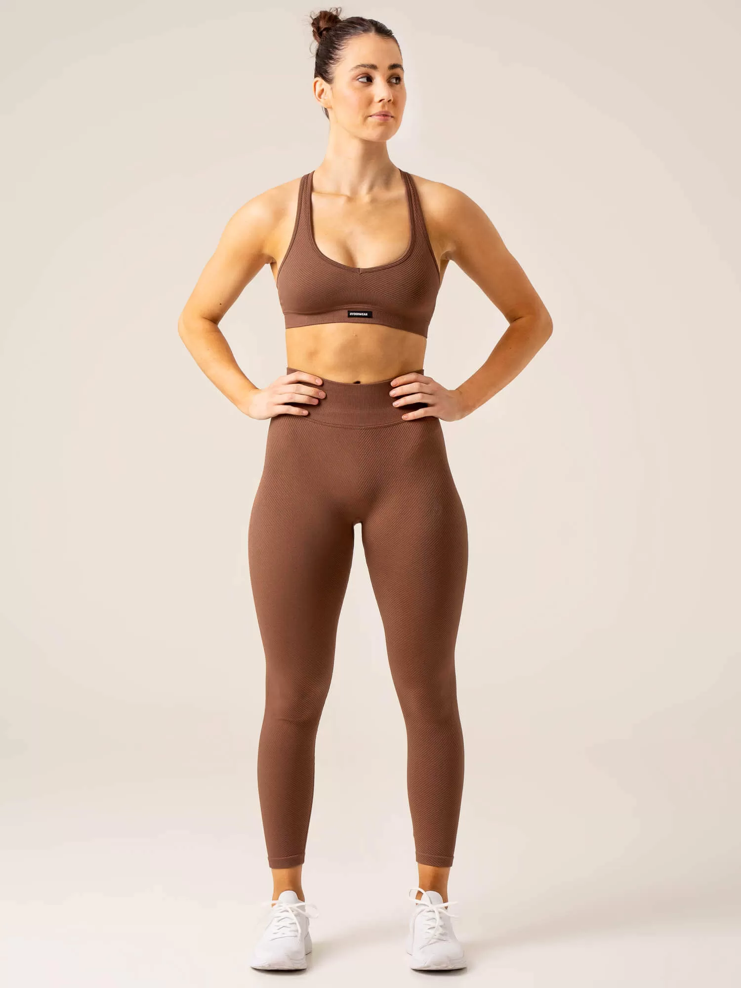 Circuit Rib Seamless High Waisted Leggings - Chocolate