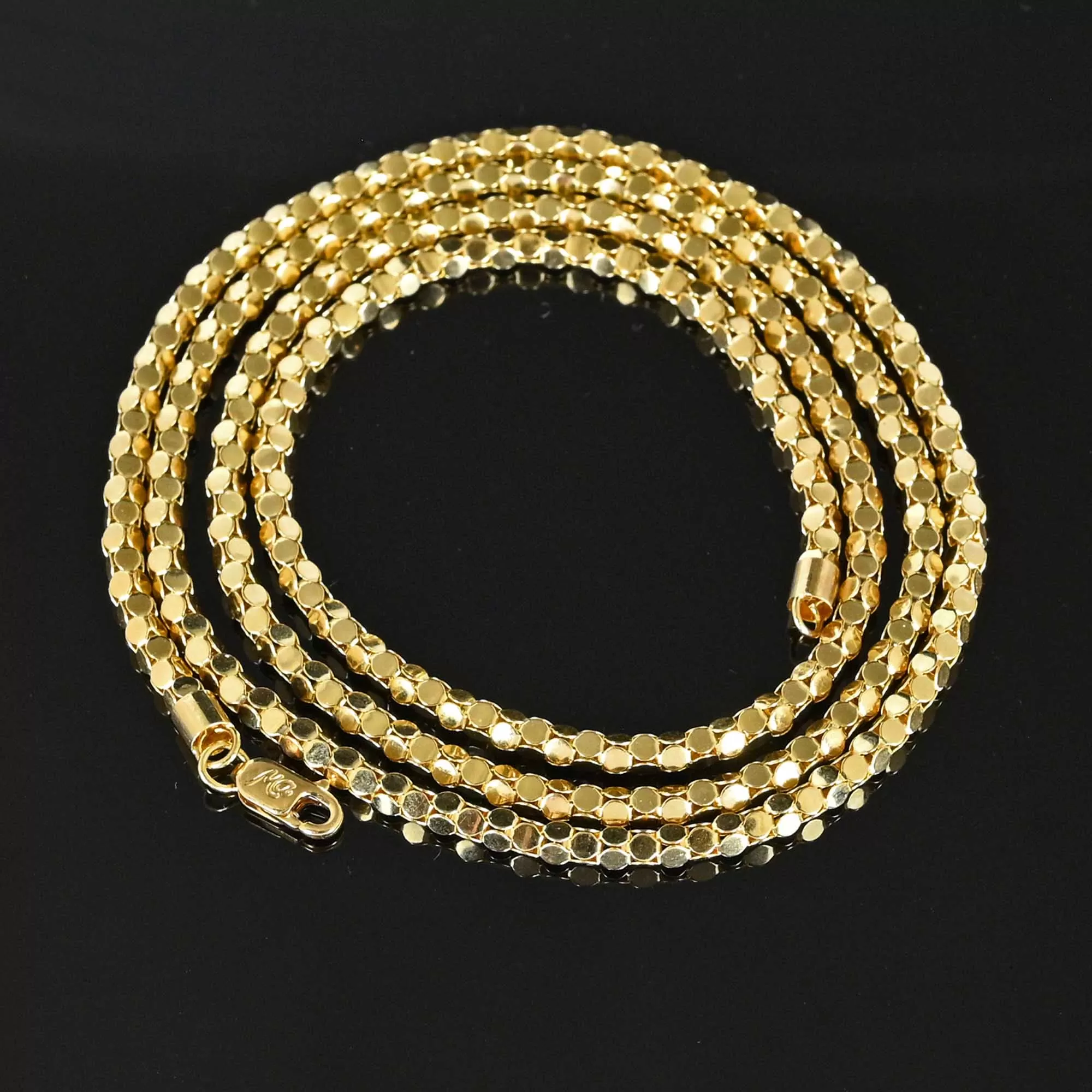 Coin Dot Box Link 14K Gold Chain Necklace, 23.25 in