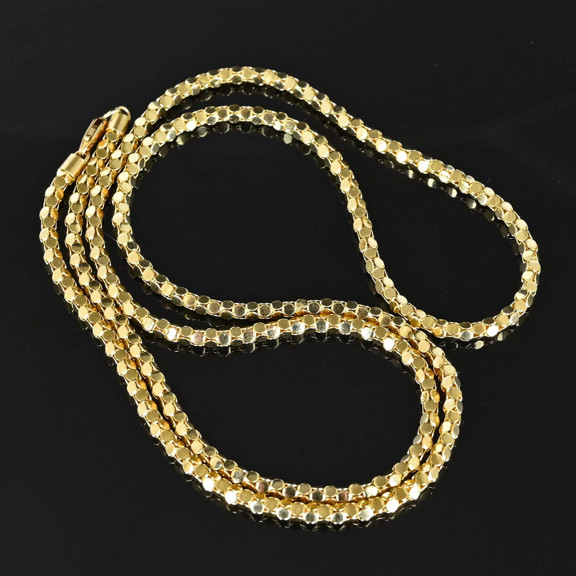 Coin Dot Box Link 14K Gold Chain Necklace, 23.25 in