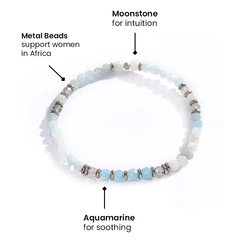 Communication & Calm Aquamarine and Moonstone Delicate Bracelet