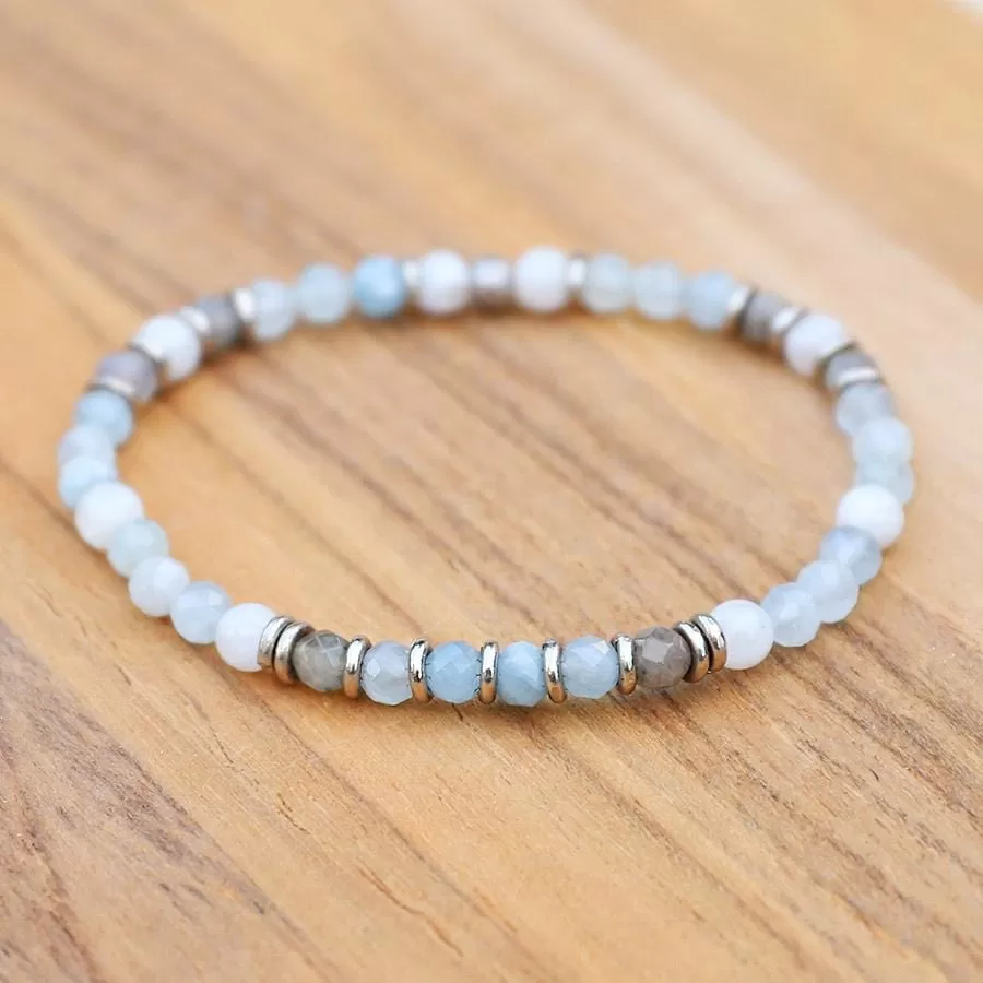 Communication & Calm Aquamarine and Moonstone Delicate Bracelet