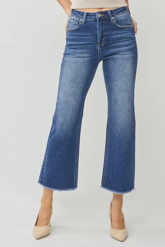 Dark HR Ankle Wide Straight Jeans