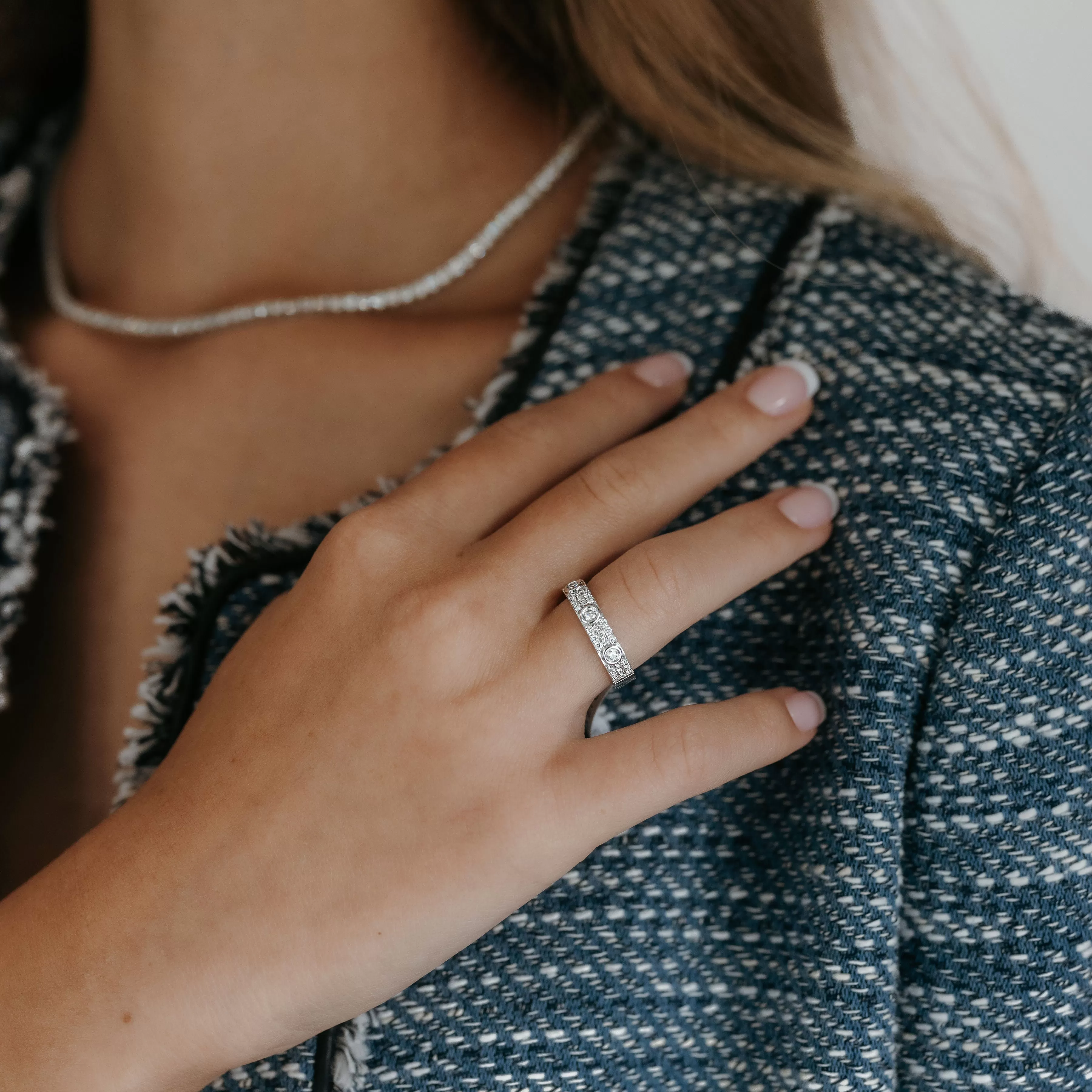 Diamond Bezel & Pave Band Ring