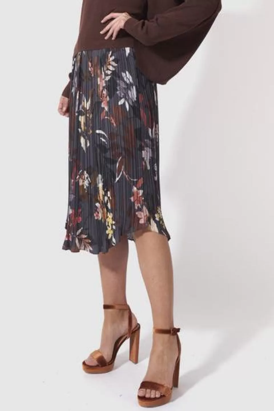 Dream of Exile Black Misty Floral Midi Skirt