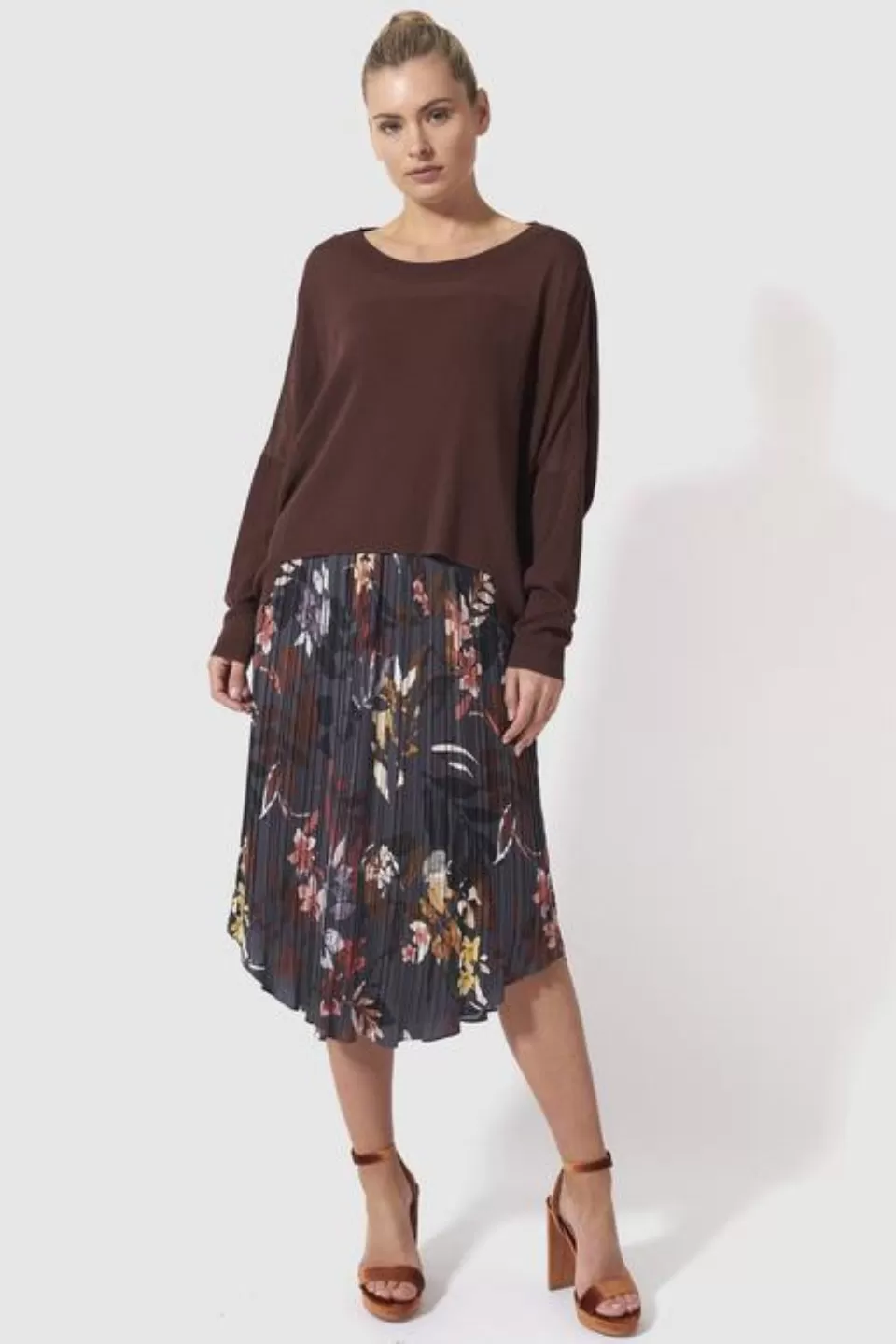 Dream of Exile Black Misty Floral Midi Skirt