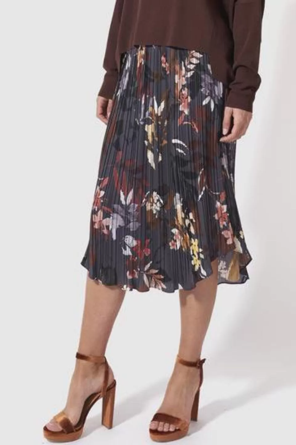 Dream of Exile Black Misty Floral Midi Skirt