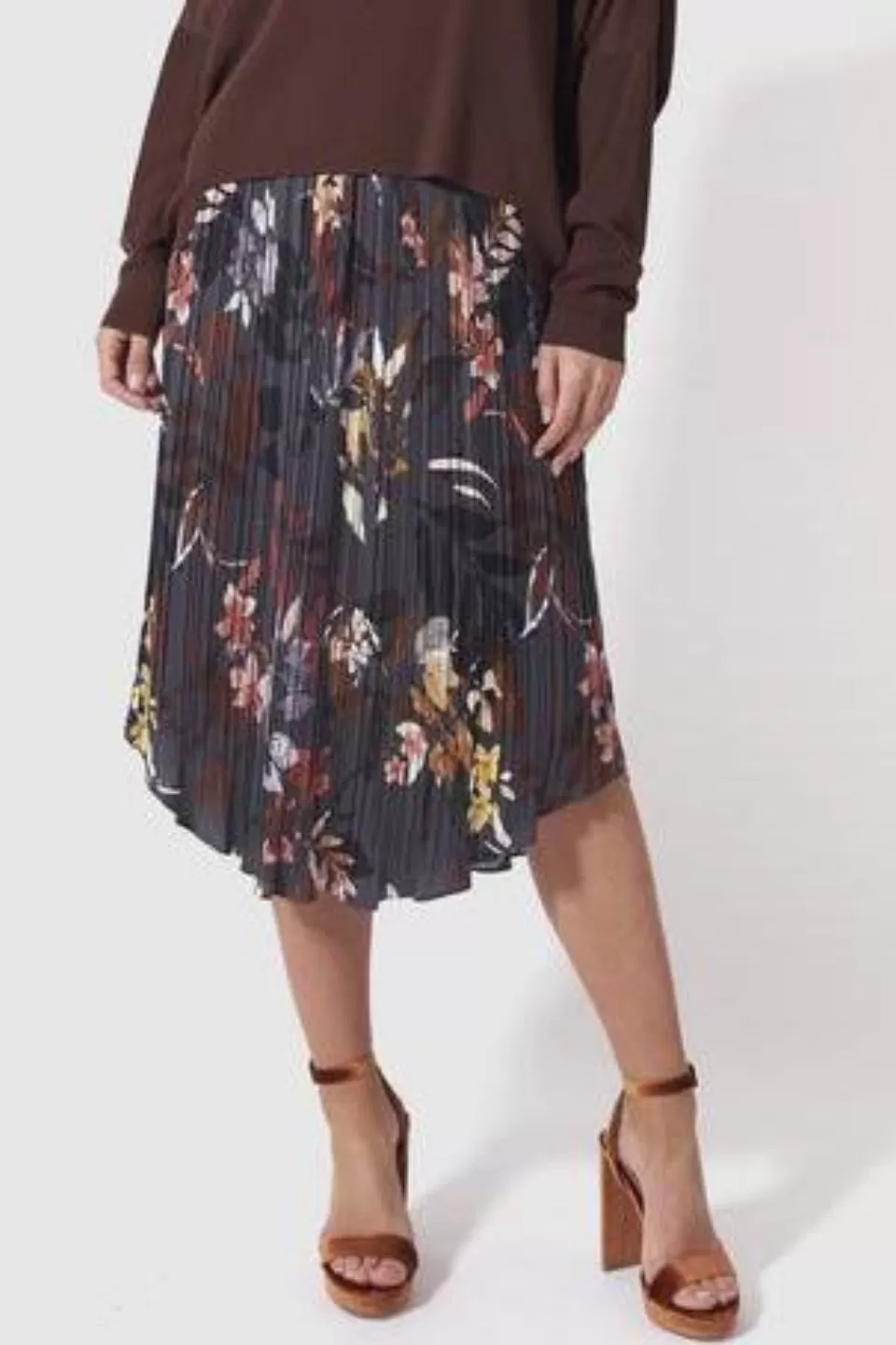 Dream of Exile Black Misty Floral Midi Skirt