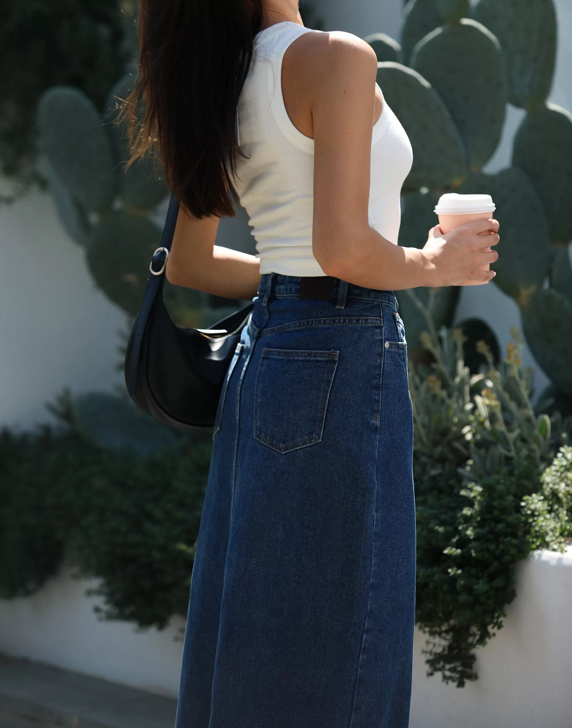 Drew Denim Midi Skirt (Dark Denim)