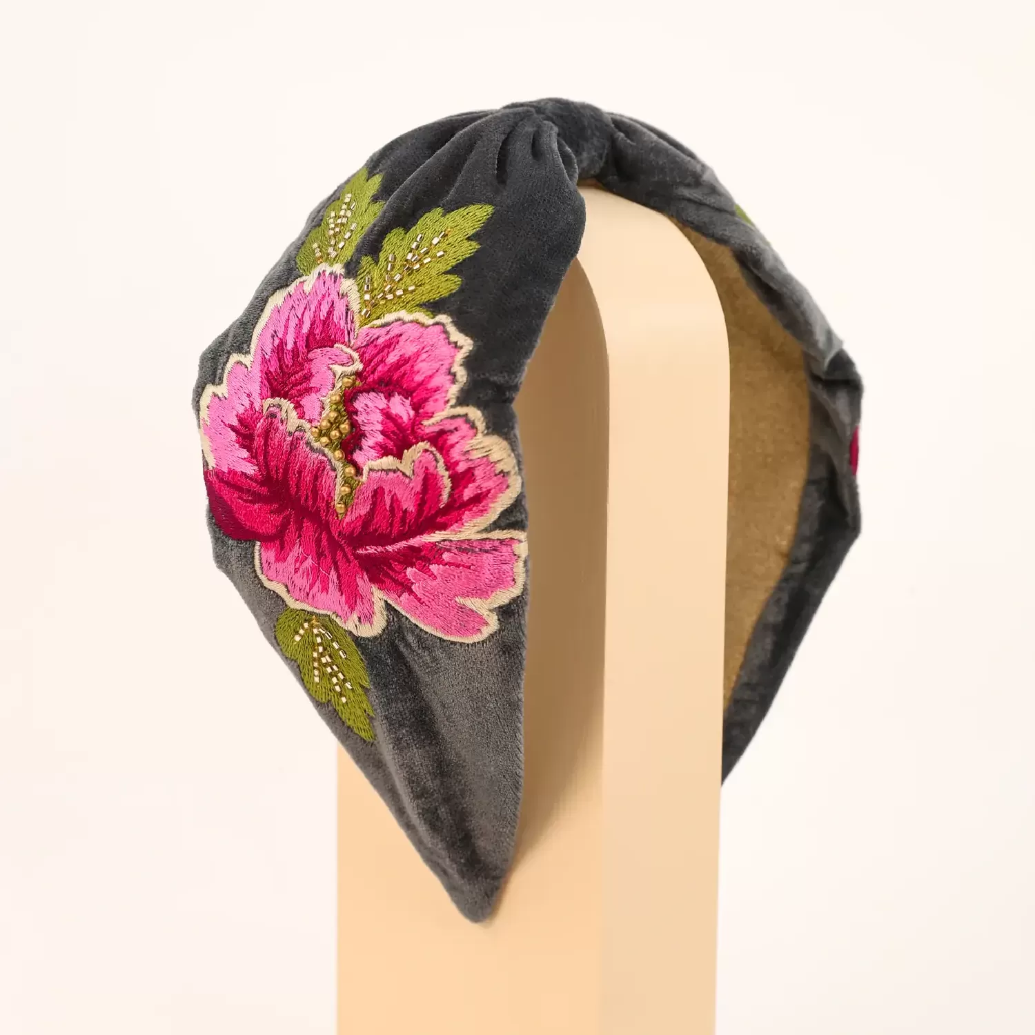 Embroidered Peony Headband