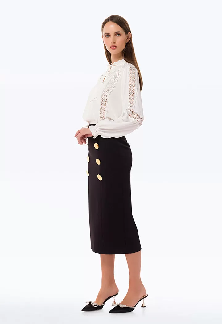 Formal Midi Skirt With Button Details