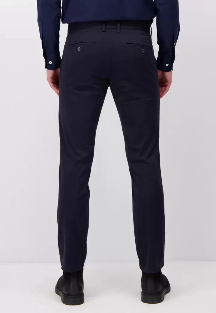 Fynch Hatton Stretch Cotton Chino Trousers - Dark Navy