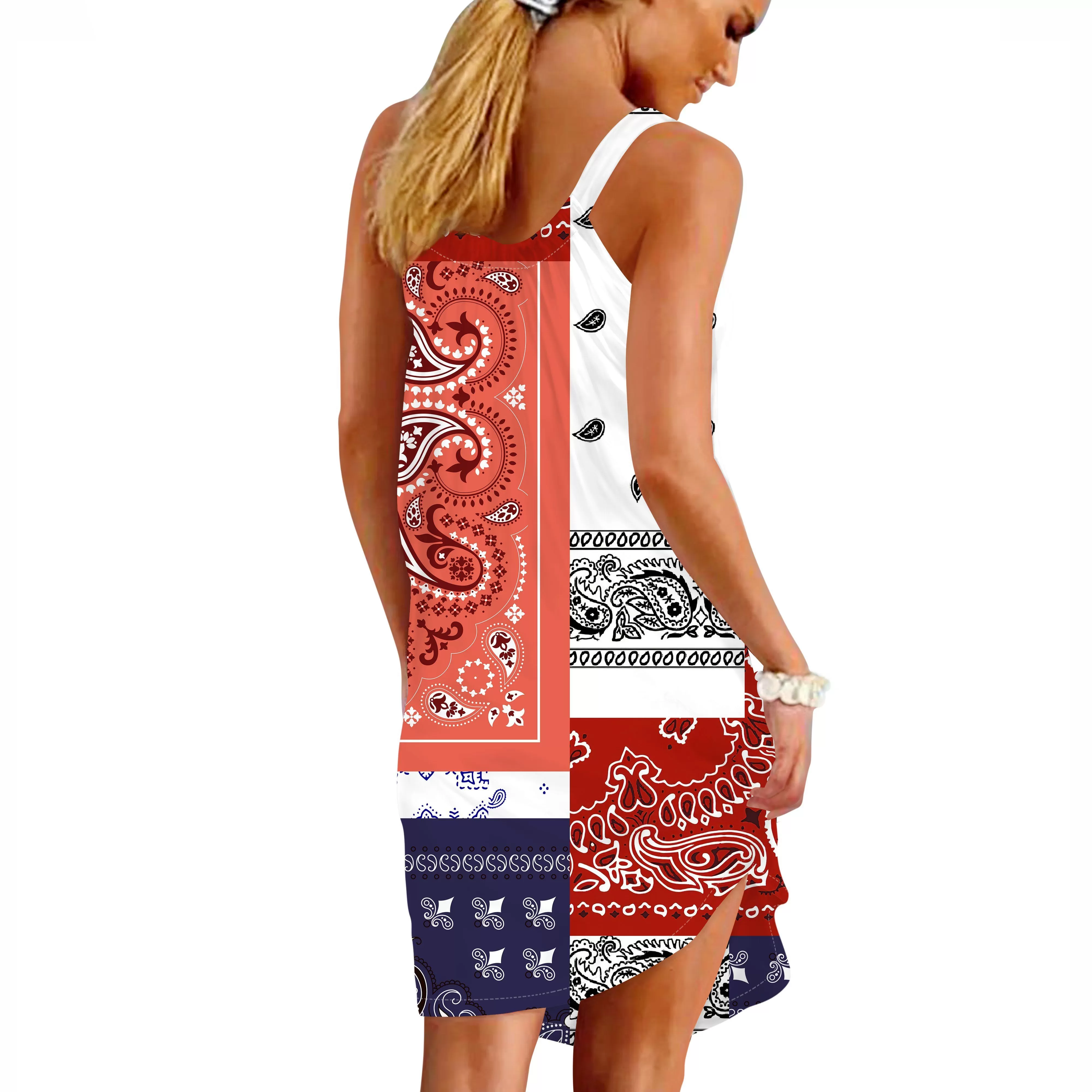 Gearhuman 3D Bandana Linen Sleeveless Dress