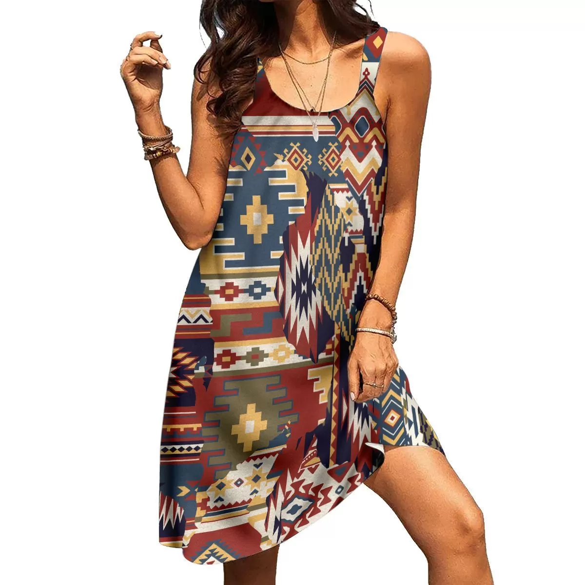 Gearhuman 3D Mix American Native Fabric Sleeveless Beach Dress