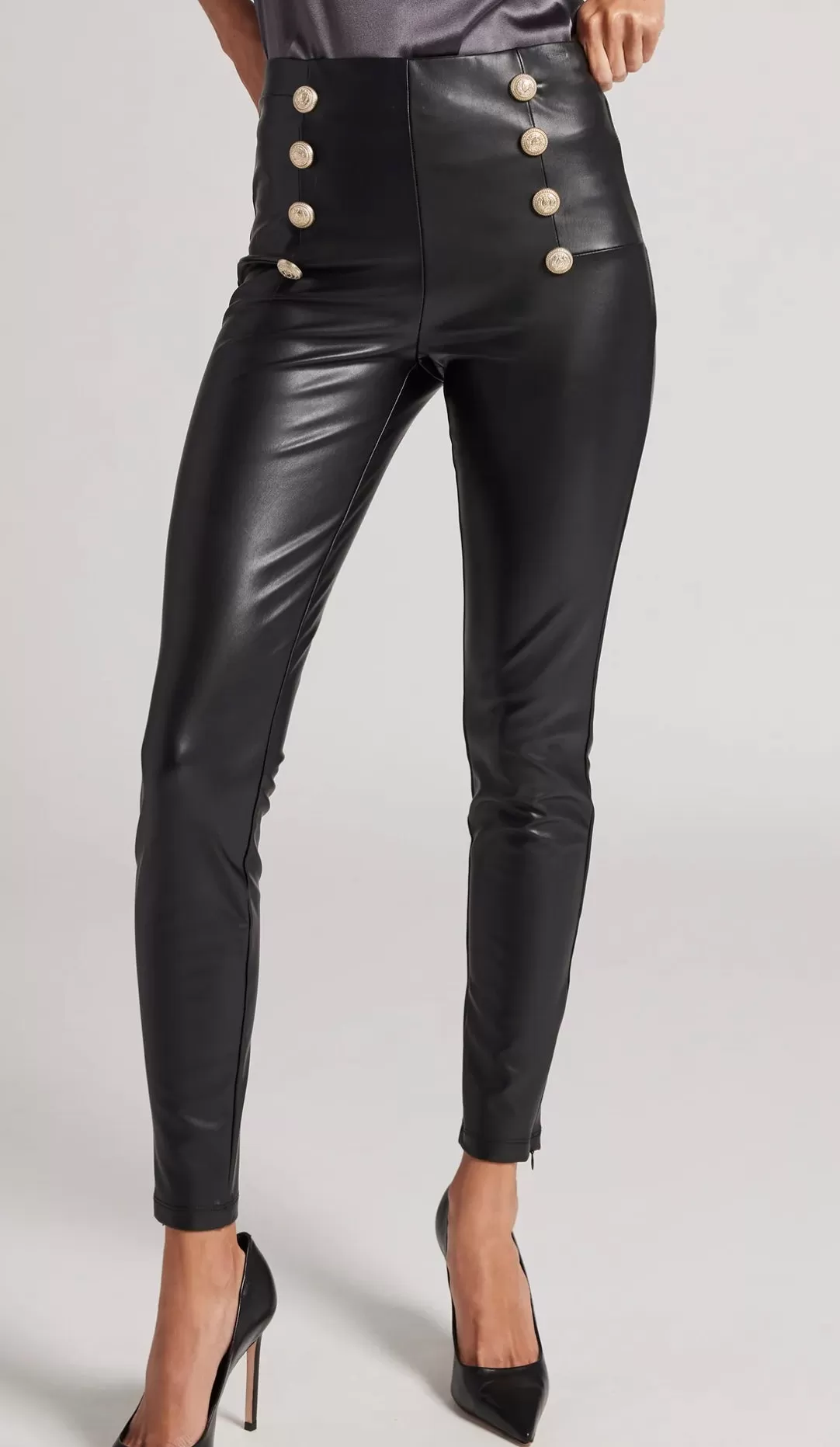 Generation Love - Dawson Vegan Leather Button Leggings - Black