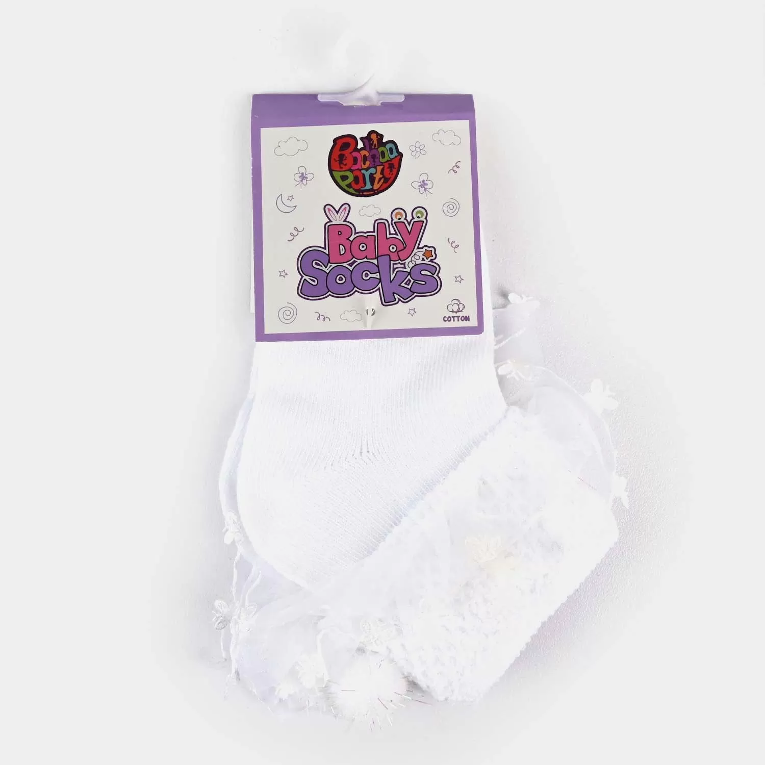 Girls Fashion Frill Socks -White