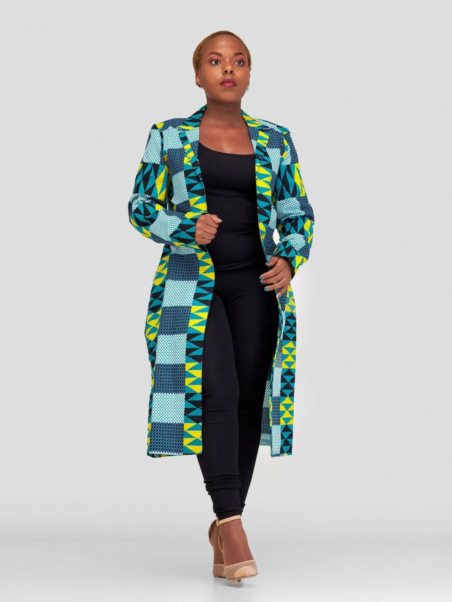 Gravio Fashion Kente Kimono - Teal