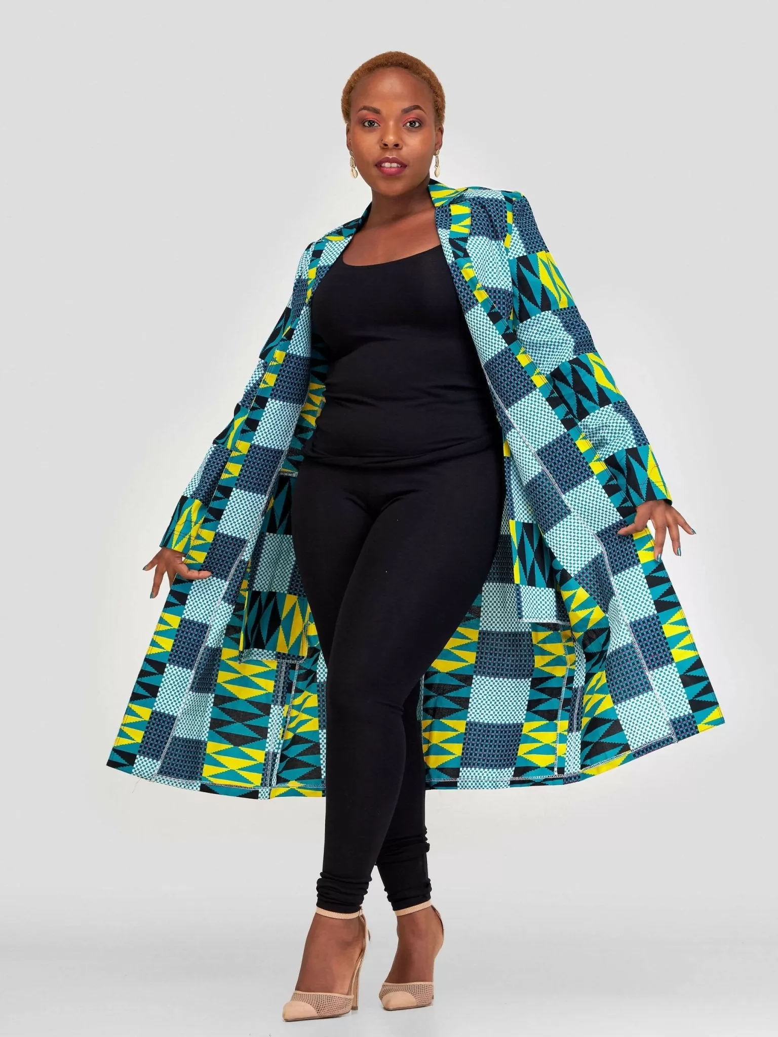 Gravio Fashion Kente Kimono - Teal