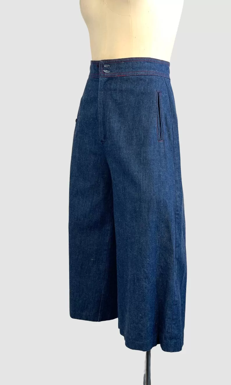 HAPPY LEGS 70s High Rise Denim Jean Culottes,  Size X Small