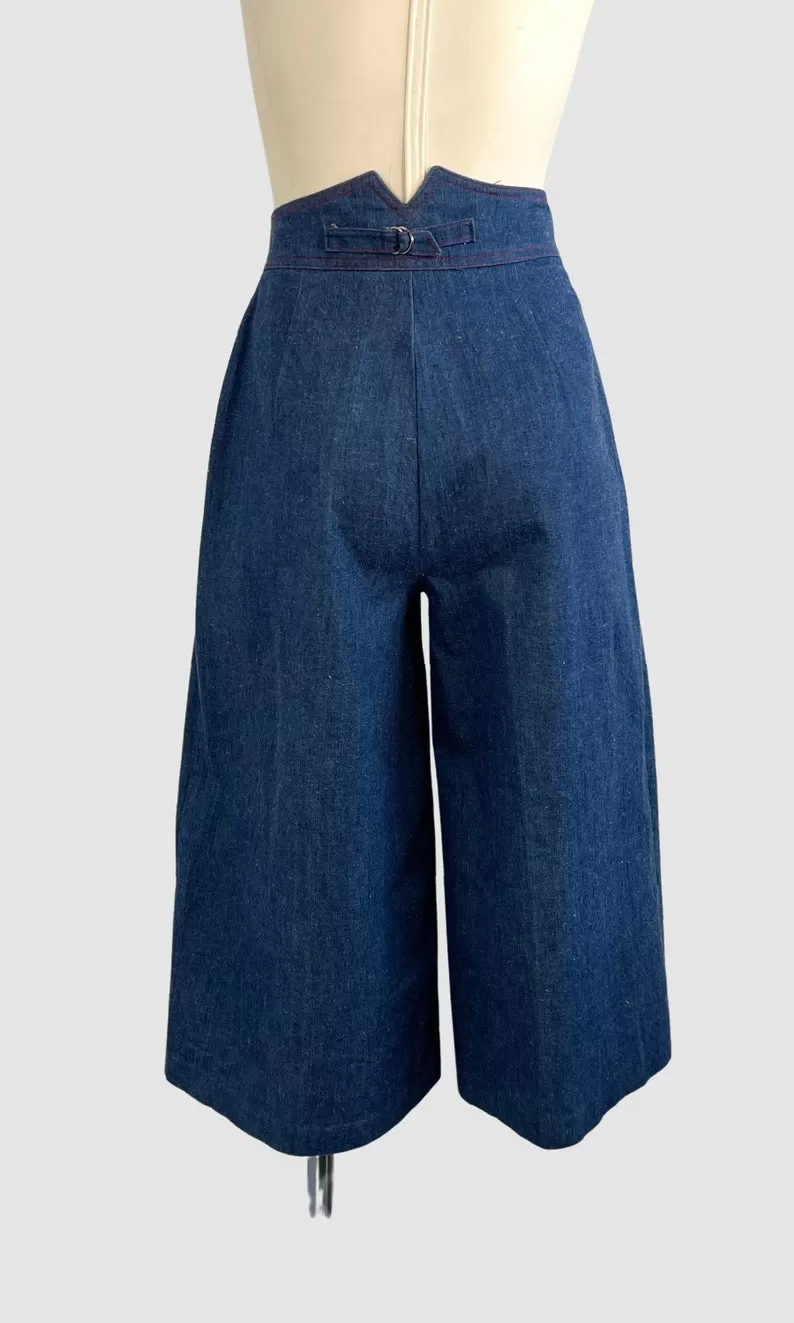 HAPPY LEGS 70s High Rise Denim Jean Culottes,  Size X Small