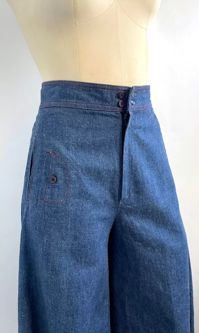 HAPPY LEGS 70s High Rise Denim Jean Culottes,  Size X Small