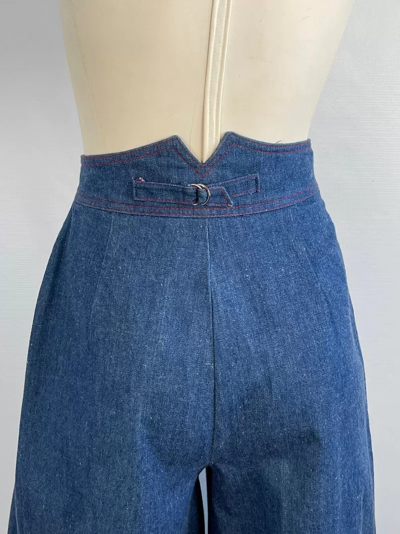 HAPPY LEGS 70s High Rise Denim Jean Culottes,  Size X Small