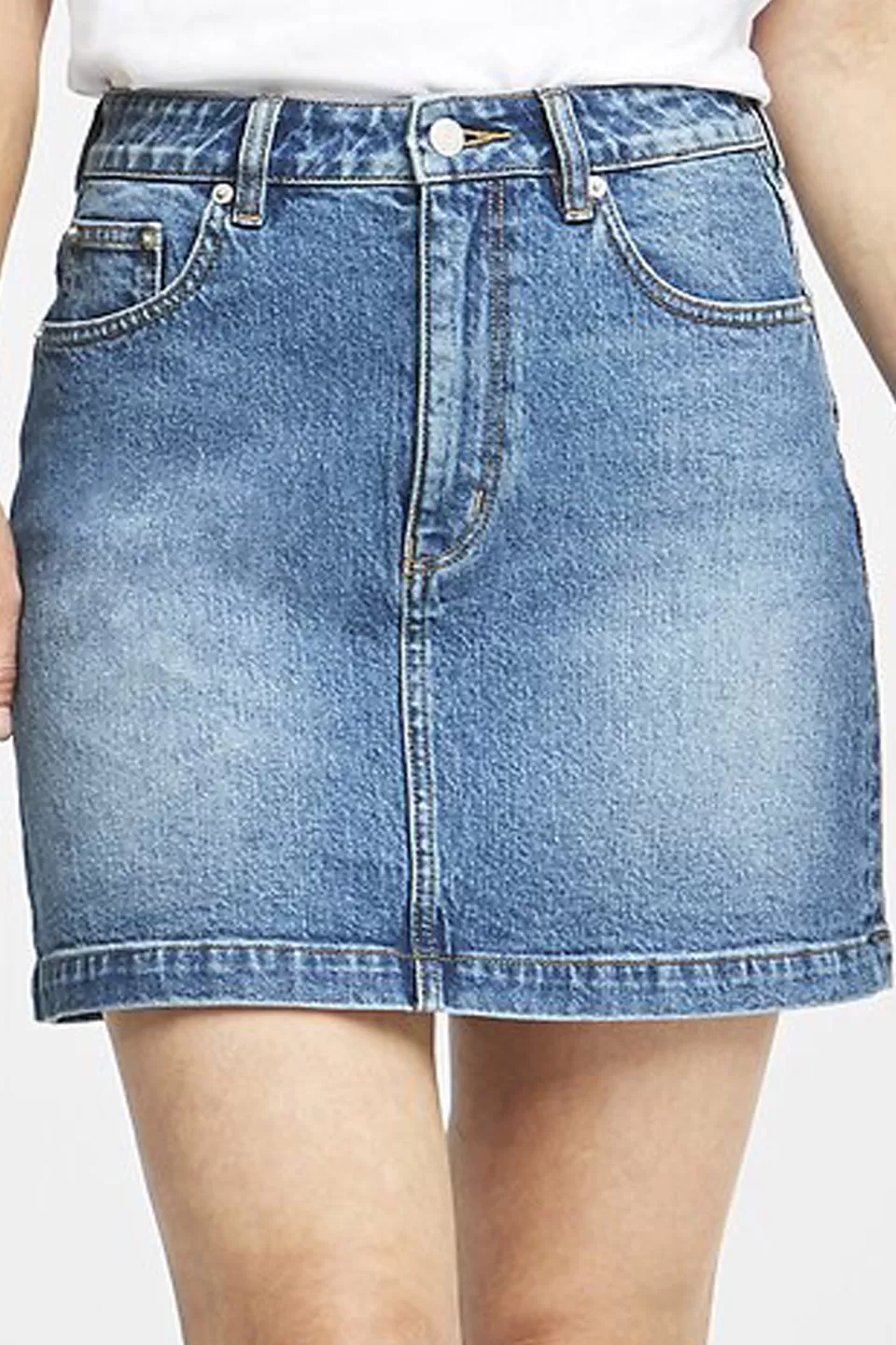 High A Line Fervour Mid Blue Denim Skirt