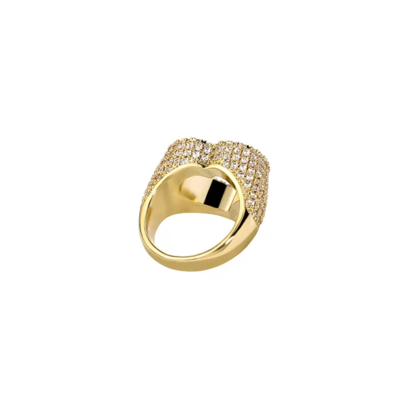 Hip Hop Cutout Heart Zircon Ring