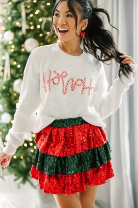 Hohoho White Knit Sweater