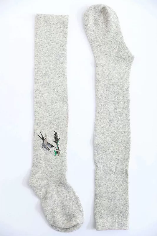 Hummingbird Wool Knee High Socks