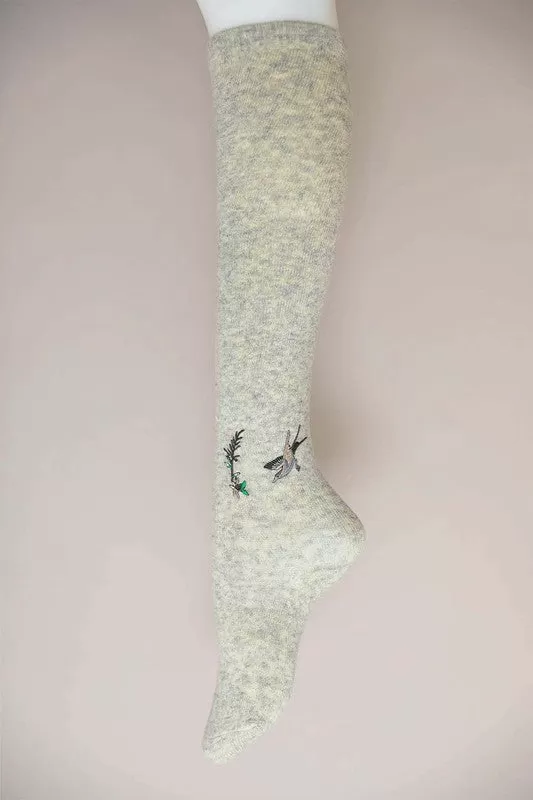 Hummingbird Wool Knee High Socks