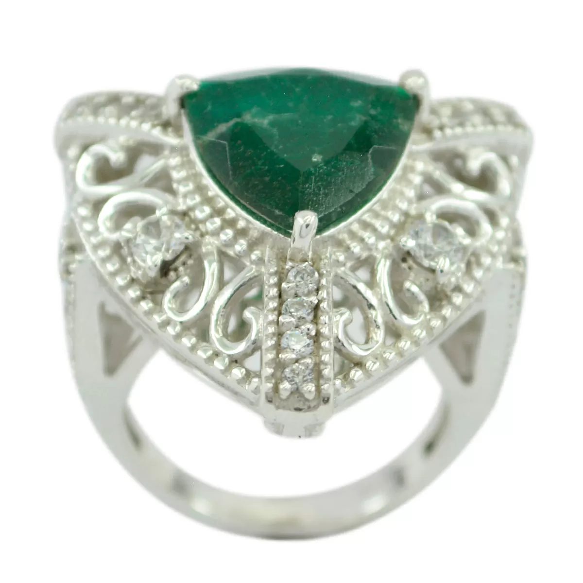 Indian Stone Indianemerald 925 Sterling Silver Ring Jewelry Logos