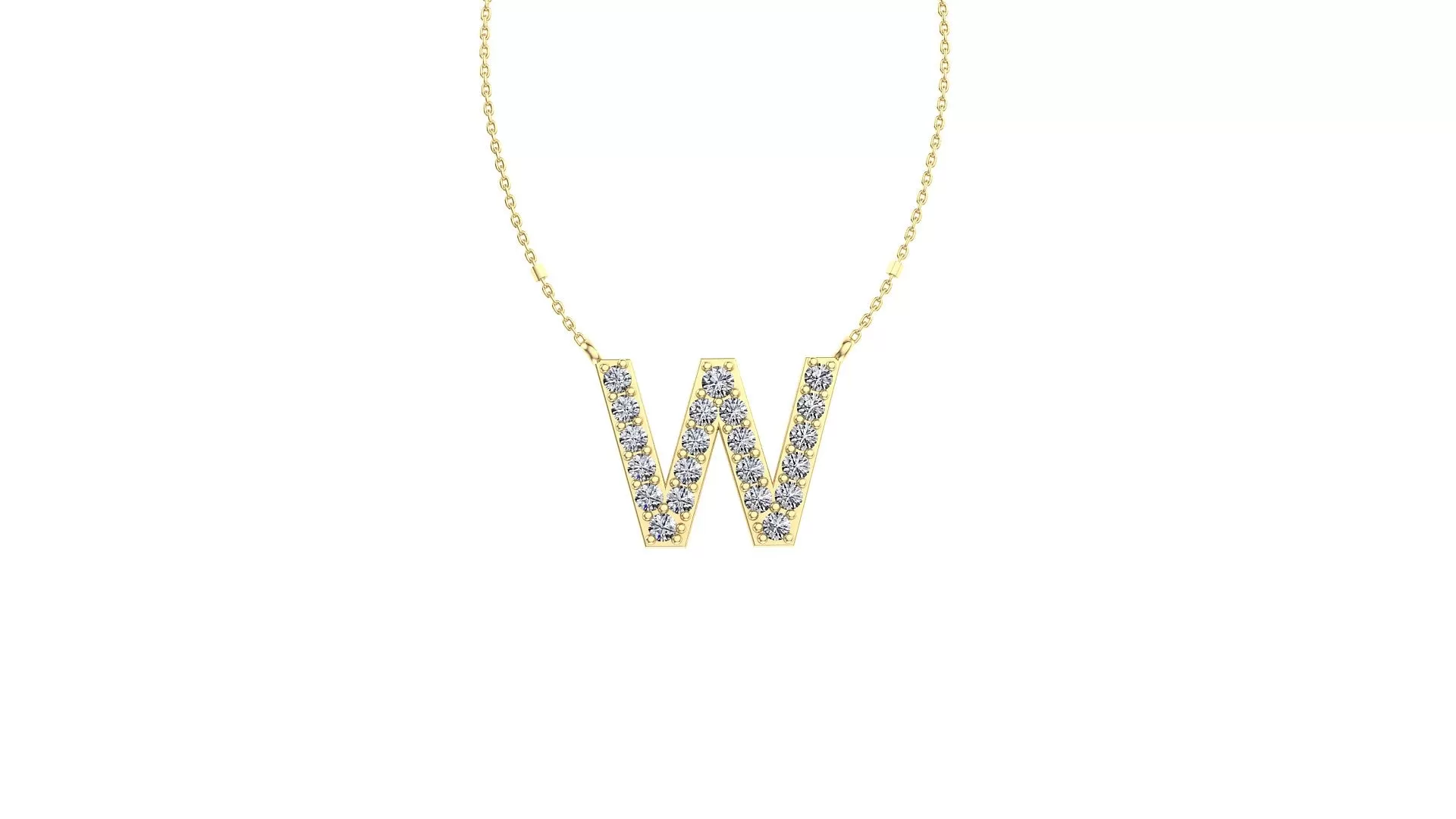 Initial W Diamond Pendant 14K Gold DIP023