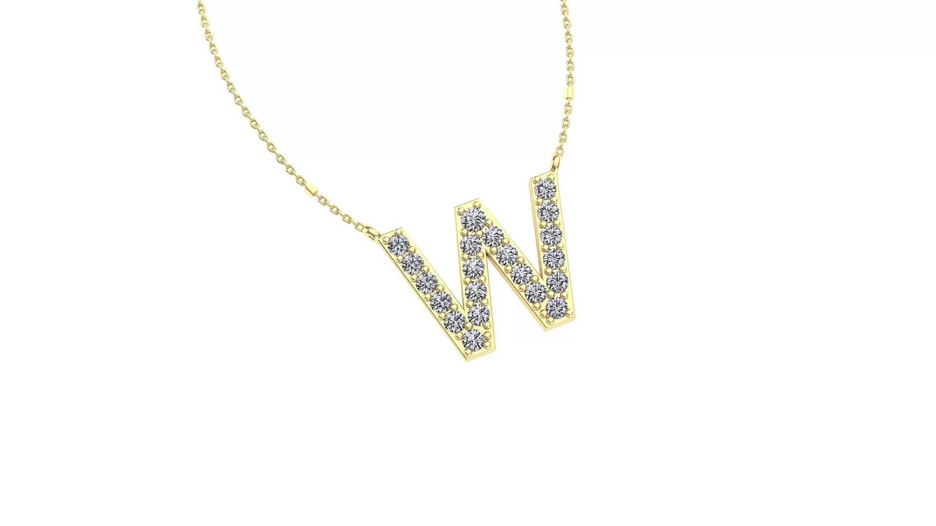 Initial W Diamond Pendant 14K Gold DIP023