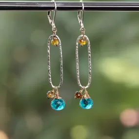 Isla - Peacock Quartz and Brown Tourmaline Drop Earrings