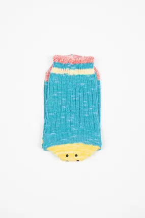 Ivy Rainbowy Happy Heel Socks Sax/Pink