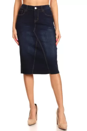 Jillian Dark Wash Raw Hem Jean Skirt