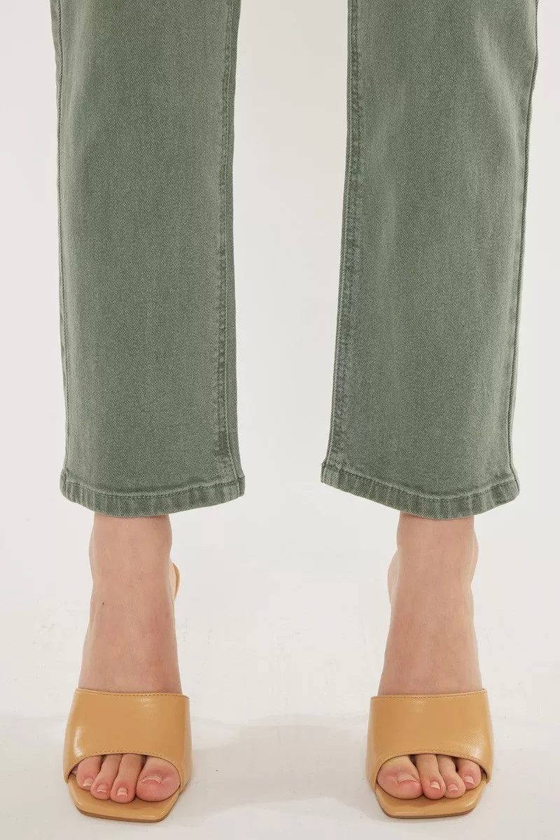 KanCan Olive Ultra High Rise 90's Straight Jean