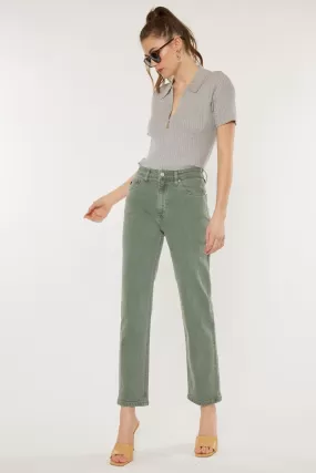 KanCan Olive Ultra High Rise 90's Straight Jean