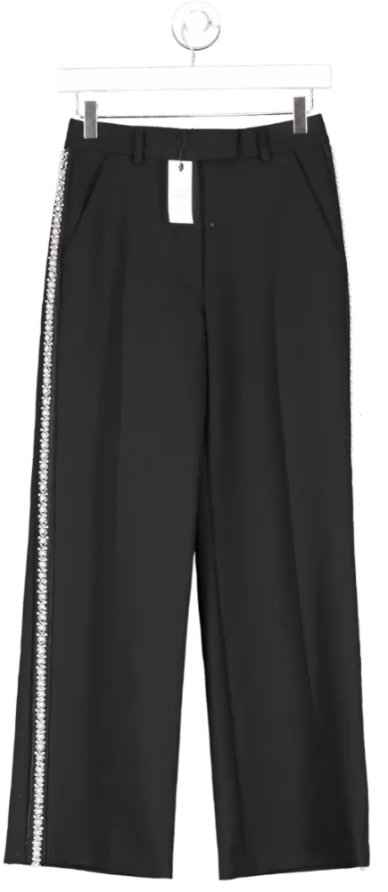 Karen Millen X Lydia Millen Petite Black Tailored Stretch Pearl Embellished Trousers UK 8