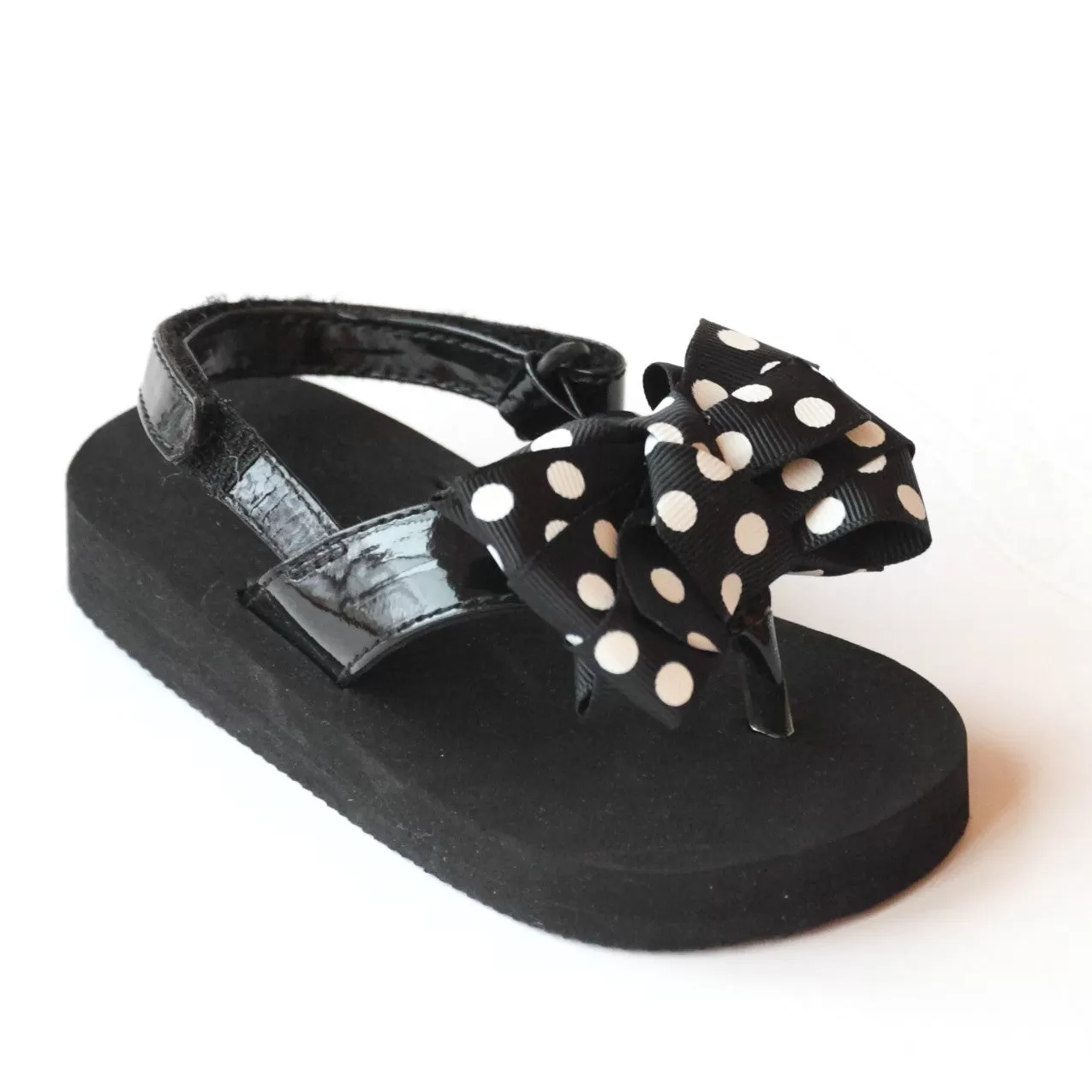 L'Amour Girls Polka Dot Bow Flip Flops