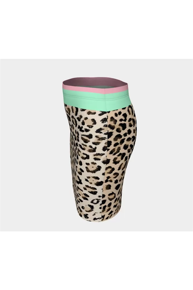 Leopard Pink and Green Fitted Skirt