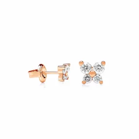 Linea - Nature Inspired Diamond Stud Earring in Solid Gold